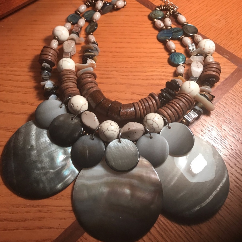 Chico’s Shell and Beaded Statement Necklace